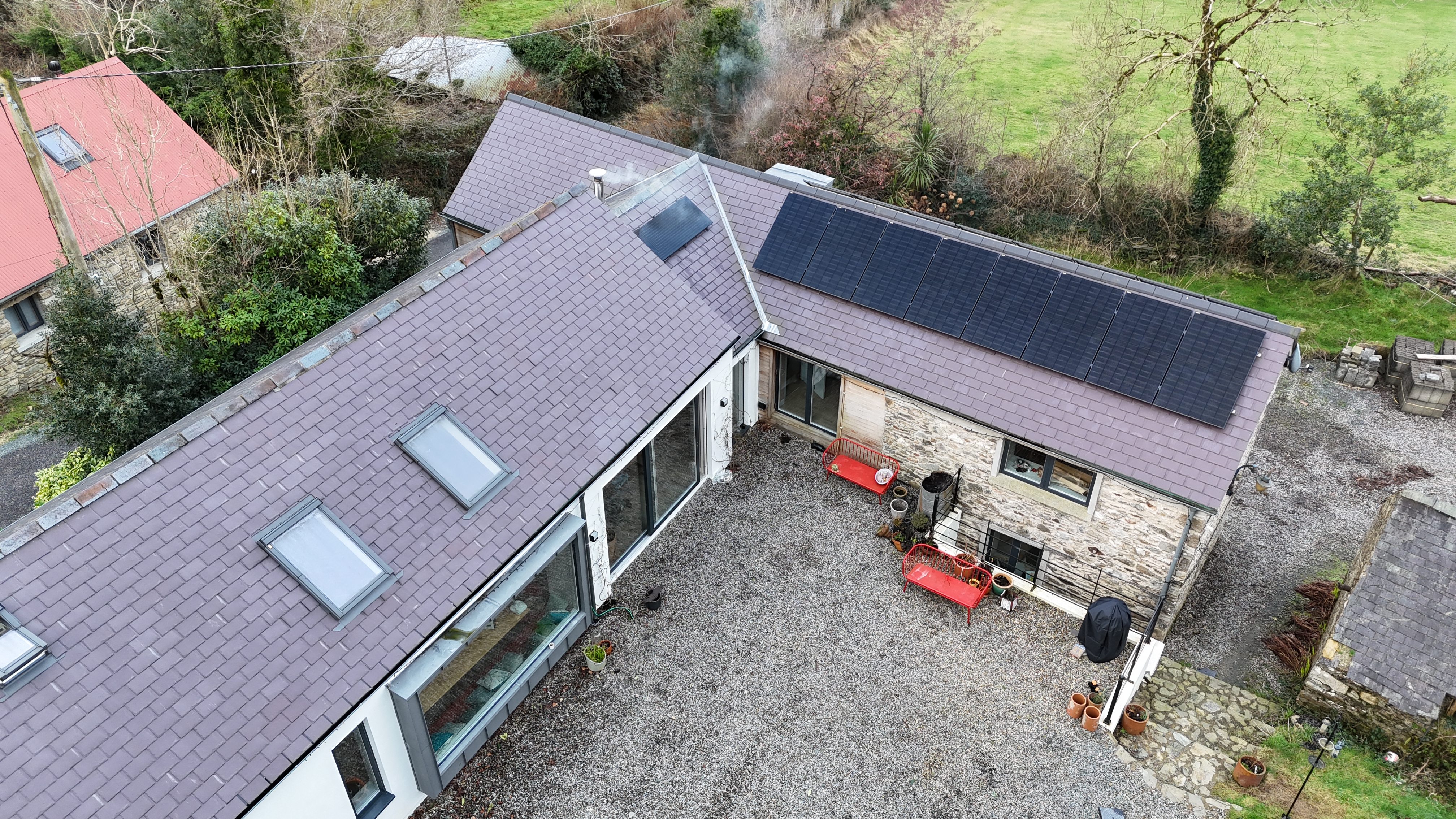 solar panels installed on an Irish home rooftop generating renewable energy