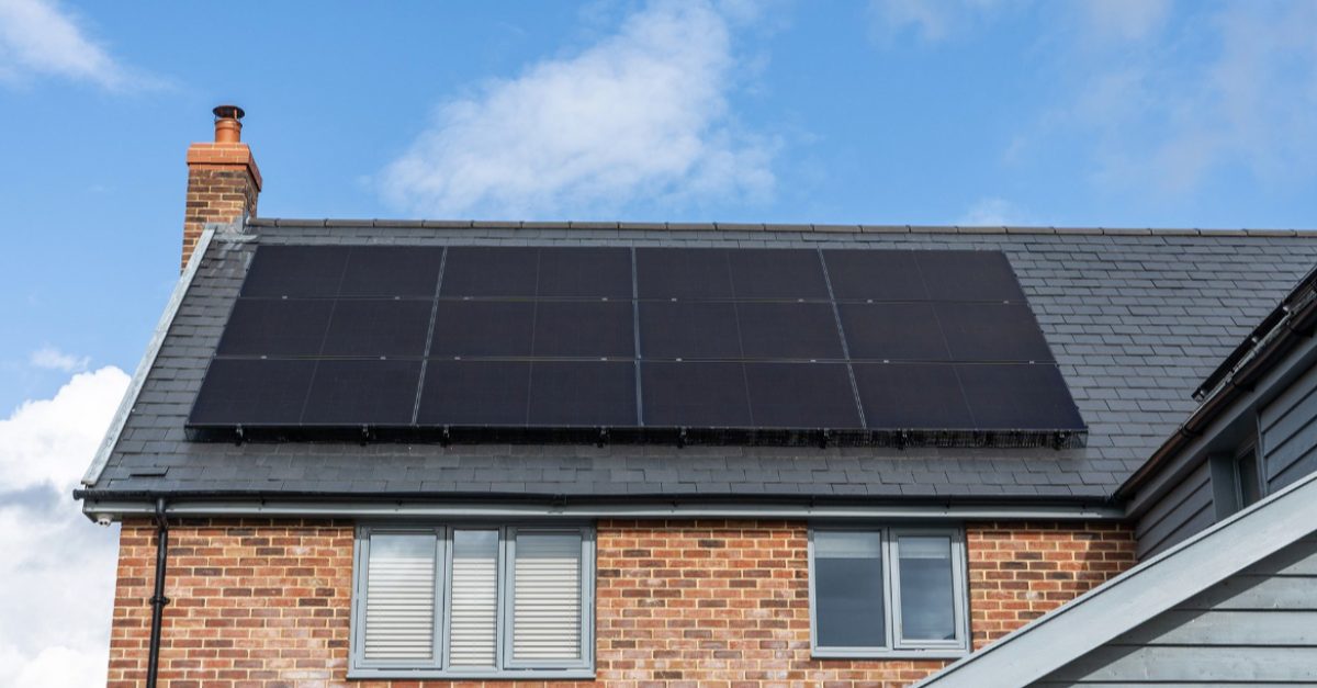 Black solar panels installed